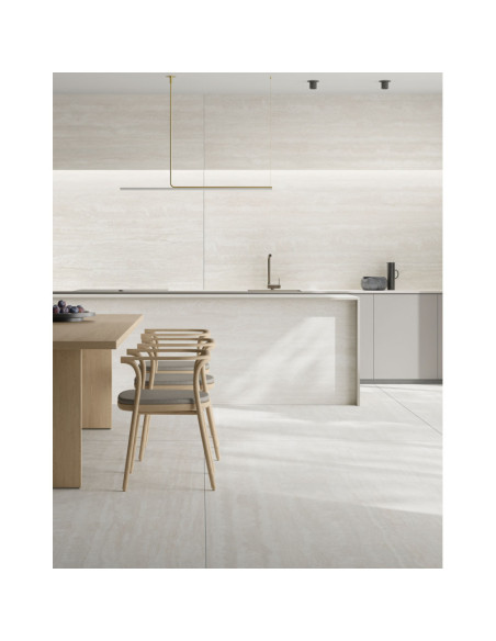 Travertino Bianco - Céramique Infinity - Finition Mat (Mat) - Plans Cuisines
