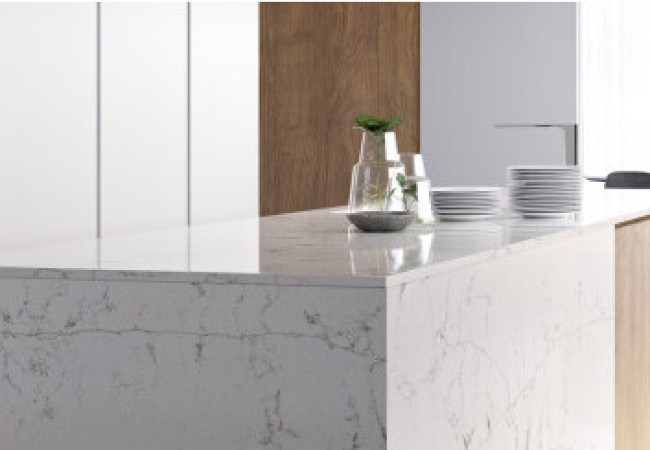 Unique Bianco - Quartz Compac - Finition Poli (Poli) - Plans Cuisines