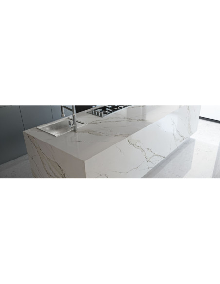 Unique Calacatta Gold - Quartz Compac - Finition Poli (Poli) - Plans Cuisines