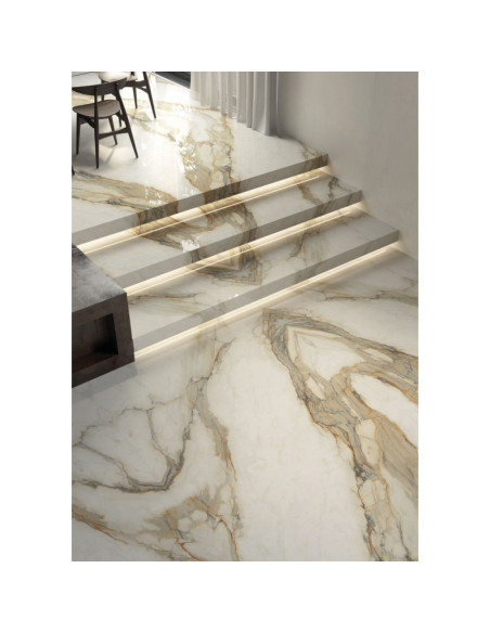Calacatta Hermitage - Céramique Infinity - Finition Lucidato (Poli) - Plans Cuisines