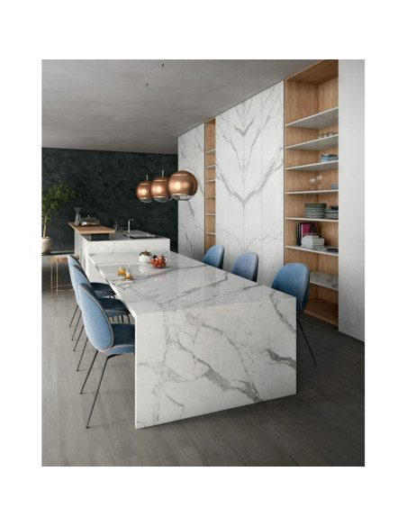 Classic Statuario - Céramique Infinity - Finition Satinato (Satiné) - Plans Cuisines