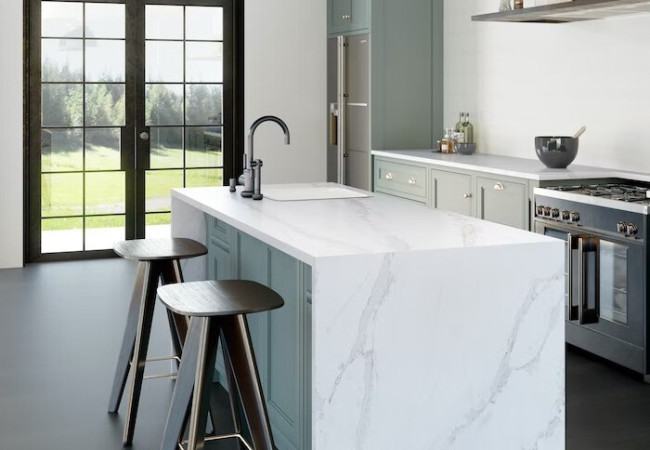 Eternal Calacatta Gold - Quartz Silestone - Finition Poli (Poli) - Plans Cuisines