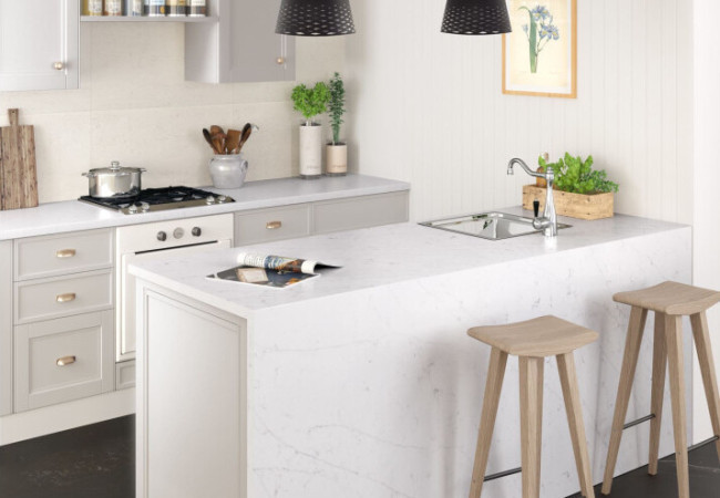 Eternal Statuario - Quartz Silestone - Finition Poli (Poli) - Plans Cuisines