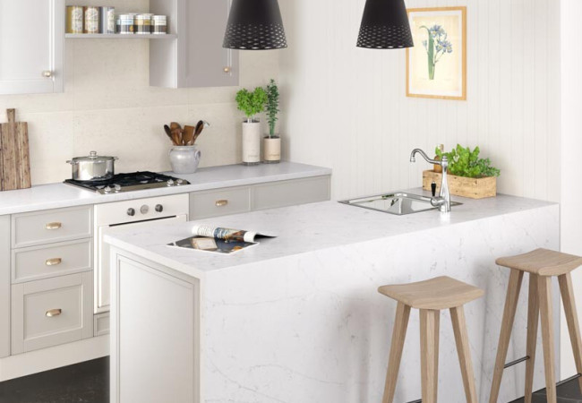 Eternal Statuario - Quartz Silestone - Finition Suede (Mat) - Plans Cuisines