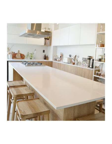 Miami White 17 - Quartz Silestone - Finition Poli (Poli) - Plans Cuisines