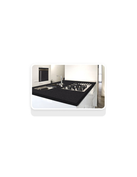 Noir Velluto - Leader Quartz - Finition Poli (Poli) - Plans Cuisines