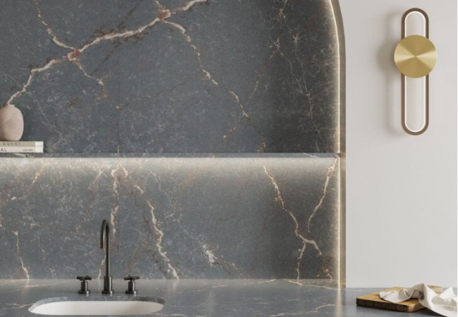 Parisien Bleu - Quartz Silestone - Finition Poli (Poli) - Plans Cuisines
