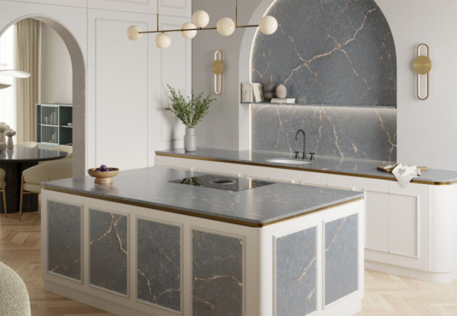 Parisien Bleu - Quartz Silestone - Finition Poli (Poli) - Plans Cuisines