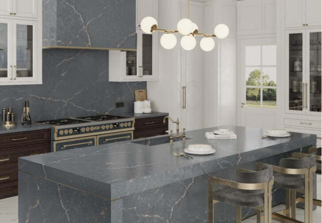 Parisien Bleu - Quartz Silestone - Finition Poli (Poli) - Plans Cuisines