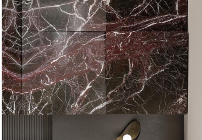 Rosso Domus - Céramique Infinity - Finition Lucidato (Poli) - Plans Cuisines