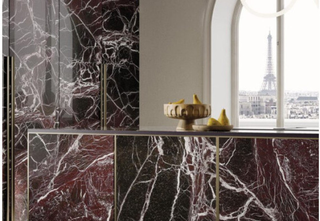Rosso Domus - Céramique Infinity - Finition Lucidato (Poli) - Plans Cuisines